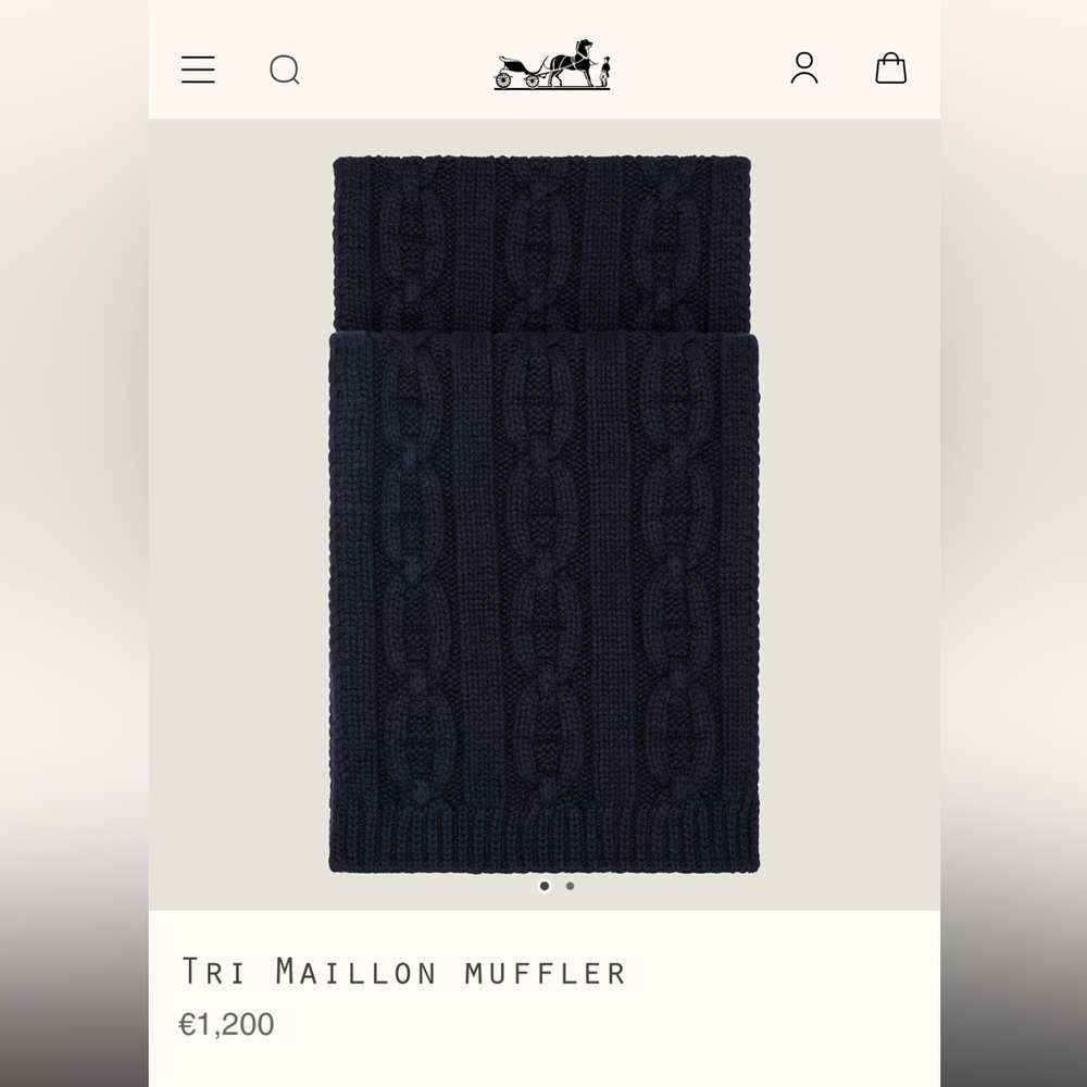 HERMES Grey Cashmere Scarf Muffler - New with Tag